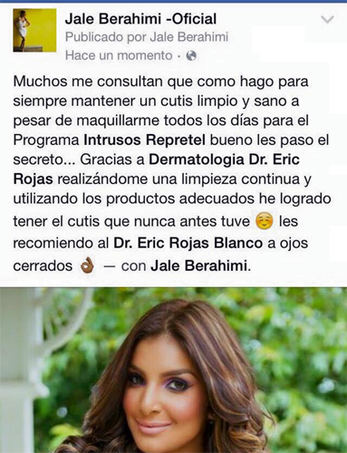 JALE BERAHIMI CUIDA SU ROSTRO Y FIGURA CON EL DE ERIC ROJAS
