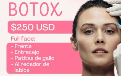 Únicamente el martes 15 de agosto, Botox full face a $250 dólares (10 cupos disponibles)